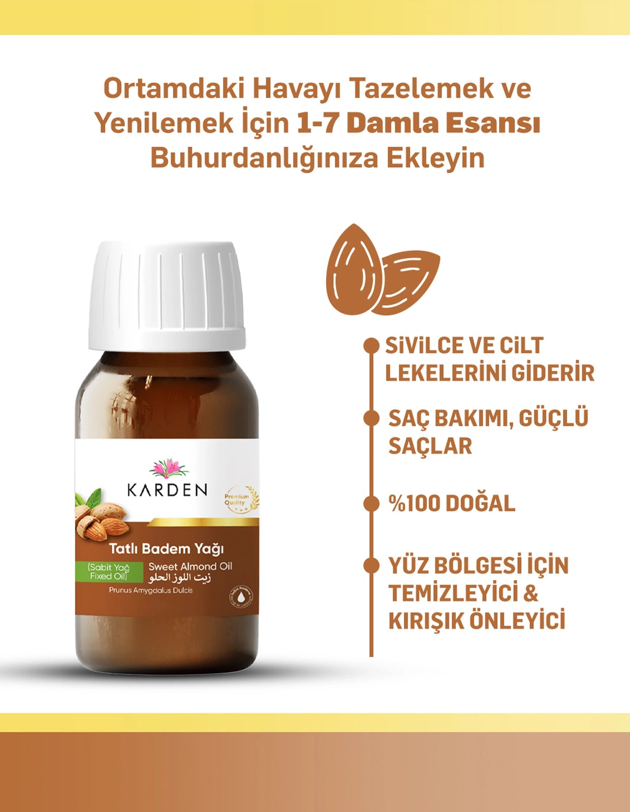 Karden Tatlı Badem Yağı 20 ml