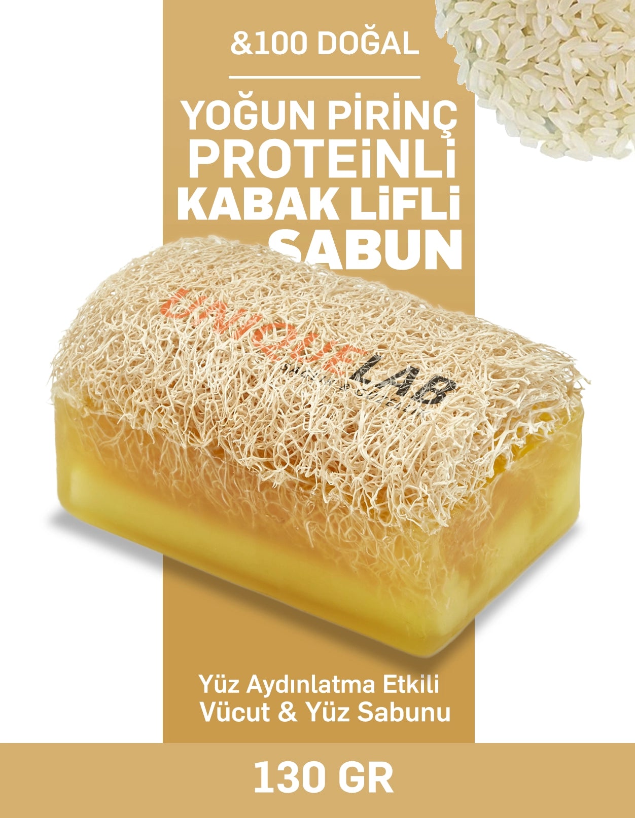 Yoğun Pirinç Proteinli Kabak Lifli Sabun 130 Gr